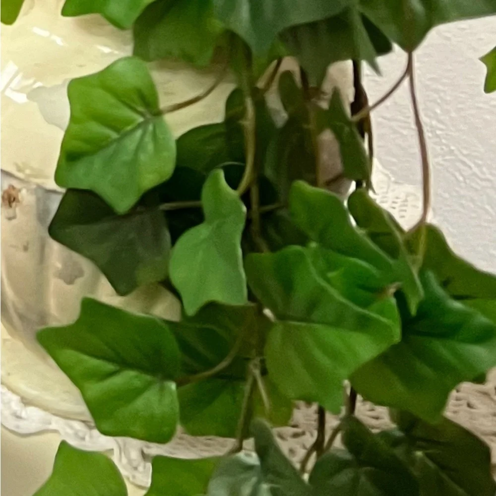 Faux Green Plant in Cream Vase!